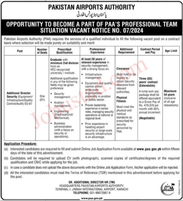  PAA New Jobs Pakistan Airports Authority In Karachi December 2024