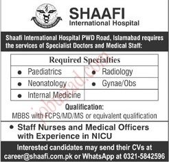 New Govt Jobs Shaafi International Hospital In Islamabad 2024