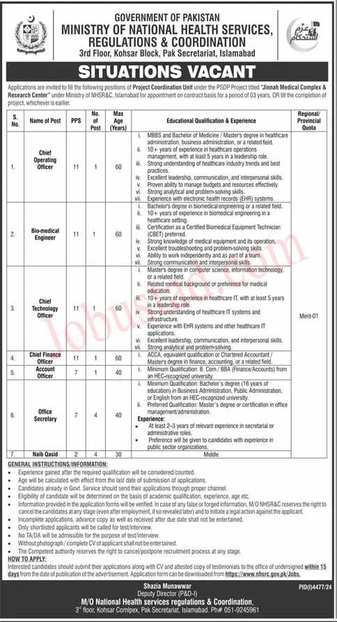 Latest Jobs Jinnah Medical Complex & Research Centre January 2025