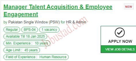 PSW New Govt Jobs In Islamabad January 2025