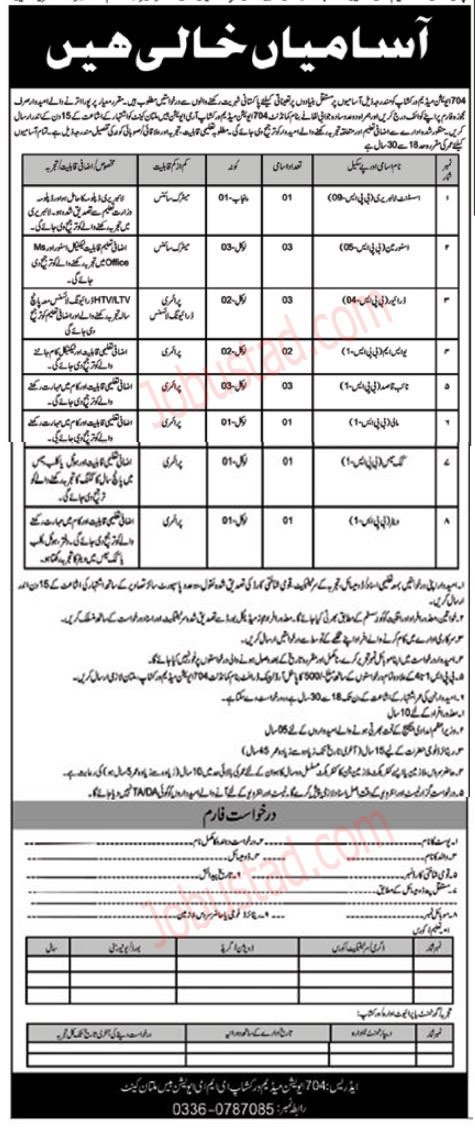 704 + Pak Army Civilian New Govt Jobs In Multan January 2025