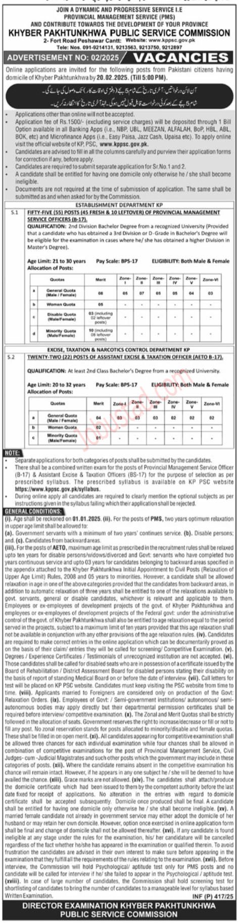 KPPSC New Govt Jobs In Peshawar February 2025