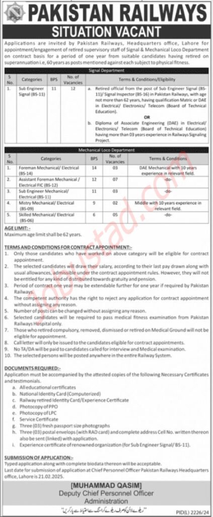 Pakistan Railway New Govt Jobs In Pakistan February 2025