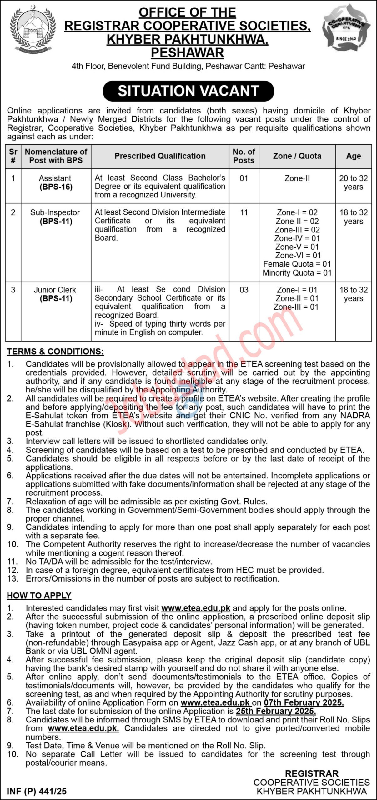 KPK New Jobs Cooperative Societies In Peshawar February 2025